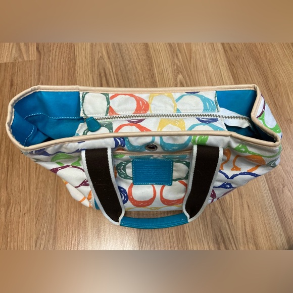 Coach Colorful Canvas Shoulder Handbag - Picture 5 of 9